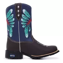 Bota Texana Infantil Masculina Country Com Ziper Bordado