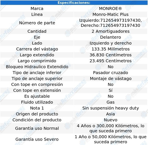 Par Amortiguadores Del Gas Roadmaster 91-96 Monroe Foto 3