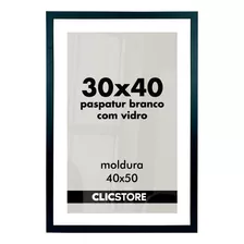 Moldura 30x40 Paspatur Branco Quadro Vidro Retrato Foto Luxo