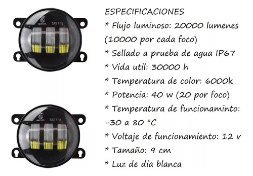 Par Faros Niebla Led 40w Fn31 Peugeot Partner 2017 Foto 3