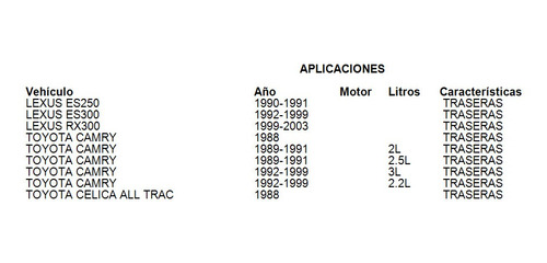 Balatas Traseras Lexus Es250 1990 Grc Foto 4