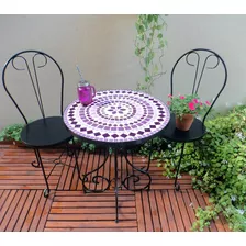 Juego De Mesa De Hierro 60 Cm Purple Velvet 2 Sillas Negro