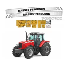 Kit Adesivos Trator Para Massey Ferguson Mf 7180 20421 Cor Preto, Amarelo E Cromado