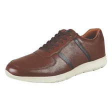 Zapato De Piel Color Nuez Tipo Tenis Para Hombre 6011 O-i