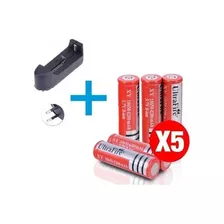 Cargador De Pilas Recargables + 5 Pilas 3.7v Li-ion 18650