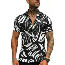 Camisa Masculina Floral Listrada Estampada Viscolinho