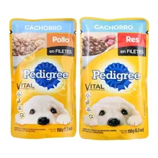 12 Sobres De Pollo/res Pedigree Cachorro De 150g C/u Sellado