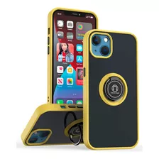 Funda Para Samsung J7 Ahumado Con Anillo Amarillo Antishock