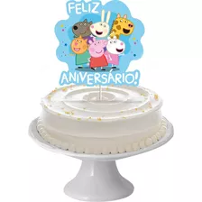 Topo De Bolo Personalizado Topper Peppa Pig Rosa 