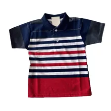 5 Camisas Polo Infantil Listrada Gola Manga Curta Menino
