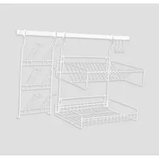 Escorredor De Louças Suspenso Barra Modular Aço Cook Home Cor Branco