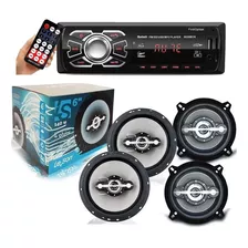 Kit 4 Alto Falantes 4 Portas + Mp3 Bluetooth Todos Carros