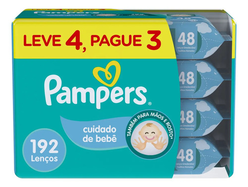 Lenços Umedecidos Pampers Cuidado De Bebê 192un