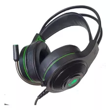 Headset Evolut Têmis Eg301 Preto E Verde Com Luz Led