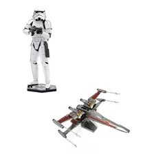 Pack 2 Puzzles 3d Metal Color, Stormtrooper + X-wing Fighter