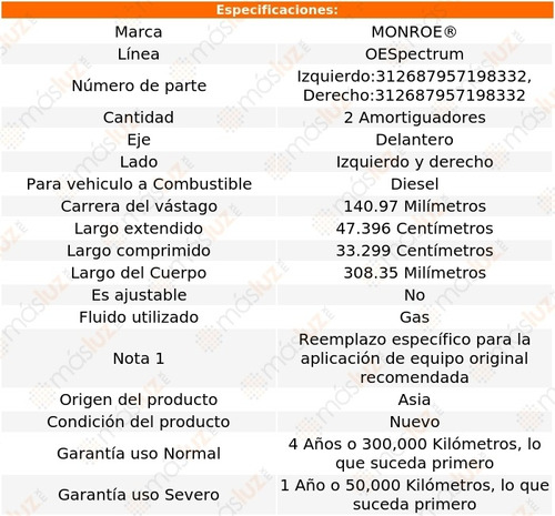 Kit 2 Amortiguadores Del Gas Oespectrum Eurovan Diesel 06/09 Foto 3