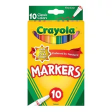 Marcadores Crayola 10 Plumones No Tóxico Punta Fina