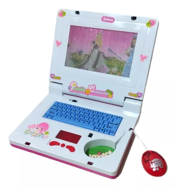 Laptop Infantil Rosa Notebook Computador Portátil Som E Luz