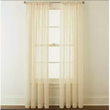 Cortinas Traslúcidas Tergal Larga 2.10 X 2.60 Ancho Color Beige Tirantes