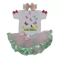 Conjunto Infantil Roupa Bebê Menina Festa Jardim Borboletas