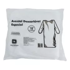 Avental Descartável Especial Descarpack C/10 Un Manga Longa Cor Branco