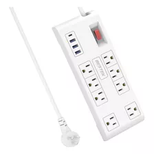 Enchufe Inteligente Marca Bestek 8 Tomas/4 Usb/blanco