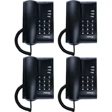 Kit 4 Telefones Com Fio Mesa Ou Parede Pleno Preto Intelbras