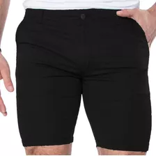 Bermuda Hombre Corte Chino Short Slim Gabardina Elastizada