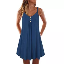 Vestido De Verano Para Dama,color Azul Sin Mangas.marca Pyle