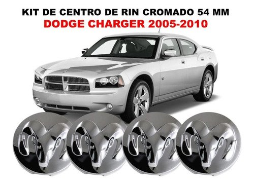 4 Centros De Rin Dodge Charger 2005-2010 Cromado 54 Mm Foto 2
