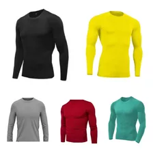 Kit 5 Camisas Masculina Manga Longa Malha Fria Várias Cores