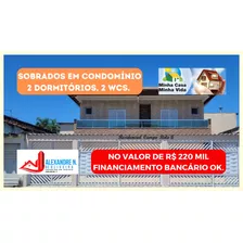 Sobrado Em Condomínio Novo De 2 Dormitórios, 2 Banheiros, Garagem, R$ 220 Mil, Vila Mirim, Praia Grande.