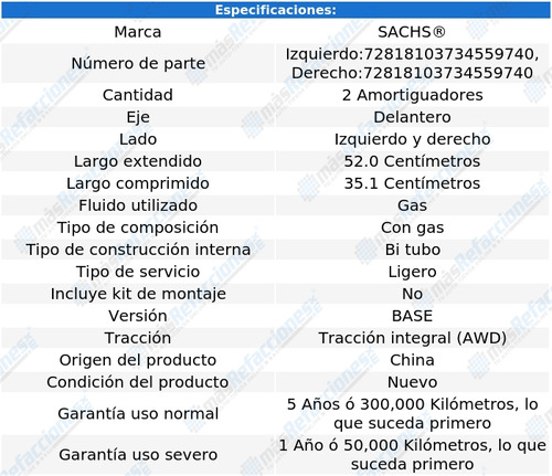 Par Amortiguadores Gas Del X-type V6 2.5l 01 Al 05 Sachs Foto 2