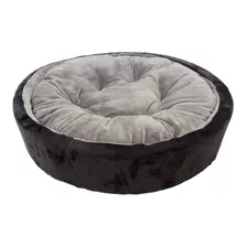 Cama Para Perros Redonda 80 Cm - Tela Piel Conejo Negra Gris