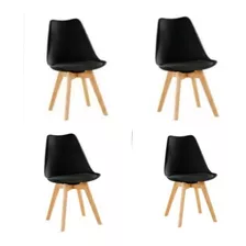 Sillas Tulip Negra Juego X 4 Un Comedor Cocina Vonne Min012