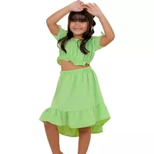 Conjunto Mini Diva Cropped Saia Moda Infantil Blogueirinha