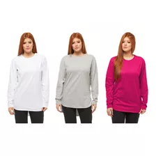 Kit 03 Camisetas Feminina Oversized Longline Manga Longa C2