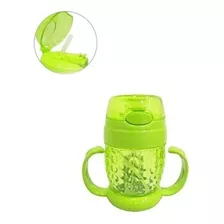 Copo Baby Com Tampa E Canudo Silicone + Alca De Plastico Cor Verde