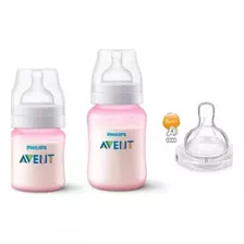 Kit 2 Mamadeiras Avent Anticólica 125/260ml Rosa +1 Bico N4