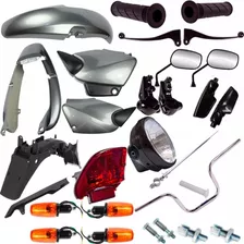 Kit Carenagem + Kit Guidao Farol Cg 125 Titan 2002/03 Prata