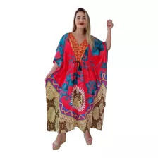 Vestido Kaftan Indiano Longo Estampado Plus Size - Cod. 24b