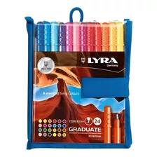 Caneta Hidrográfica Fineliner Lyra Graduarte 24 Cores Tinta Amarelo Exterior Amarelo