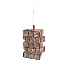 Pendente Cubo De Cristal Com Led Integrado Quente Cabo 180cm