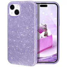Funda Para iPhone 15 Plus Shockproof Glitter Violeta