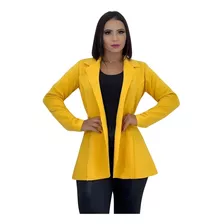 Blazer Amarelo Cor Viva Neoprene Leve Para Verão E Inverno