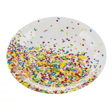 Pratos De Papel Descartáveis Confetes Coloridos 18cm 10 Unid