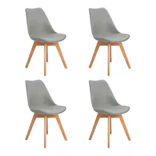 Pack 4 Silla Eames Acolchada Dsw Gris / Comedor Escritor