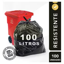 Saco De Lixo Preto 100l Reforçado 75x90cm 9 Micras C/ 100un Cor Preto