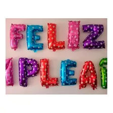 Globos Frase Feliz Cumpleaños 40cm 15 Letras Metalizadas 