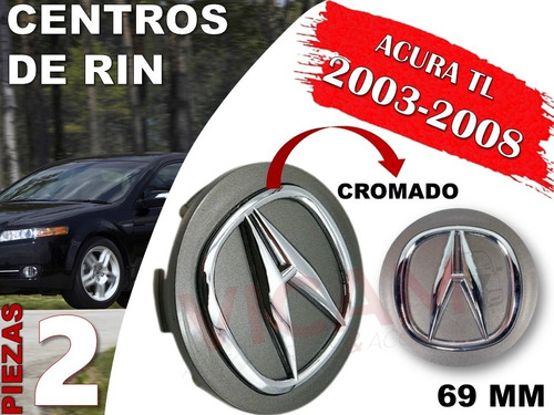 Par De Centros De Rin Acura Tl 2003-2008 69 Mm (gris Oscuro) Foto 2